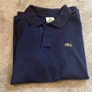 Men’s Lacoste polo- navy. Size says 6, comparable to large